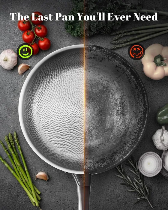 12″ Titanium Hammered Pro frying pan, with lid