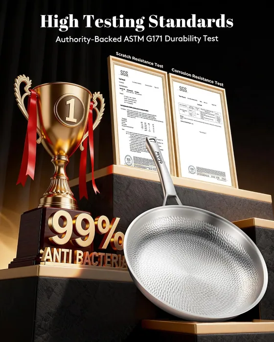 12″ Titanium Hammered Pro frying pan, with lid