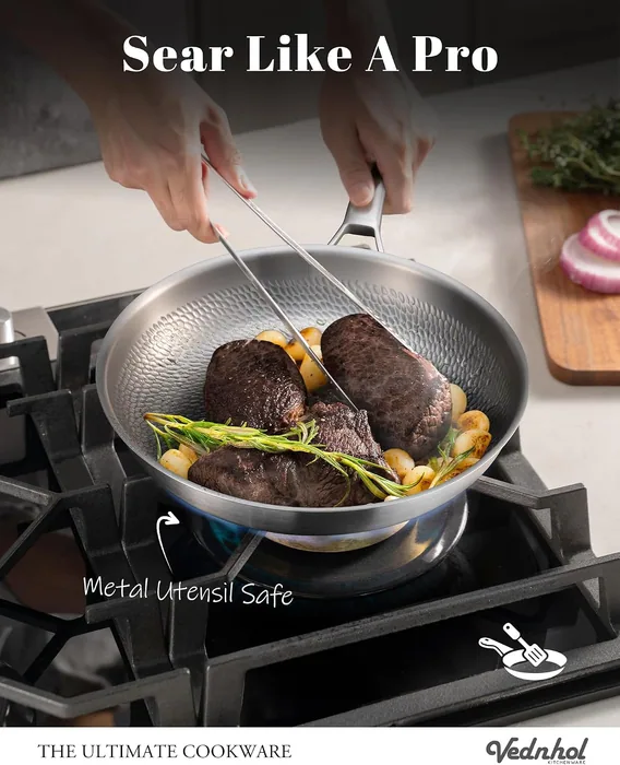 12″ Titanium Hammered Pro frying pan, with lid